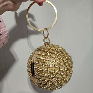 Gold Metal Ball Clutch Bag